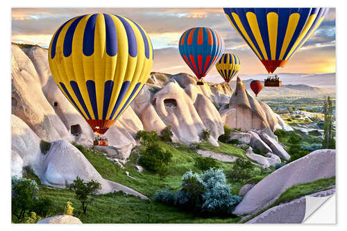 Sticker mural Hot air balloons over Goreme tuff rock formations