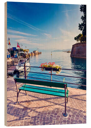 Hout print Bench on the coast of Garda in Peschiera