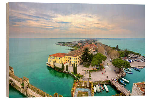 Cuadro de madera Scaglieri castle of Sirmione on Lake Garda