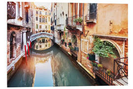 Foam board print Traditional Gondolas between Colourful Houses in Venice