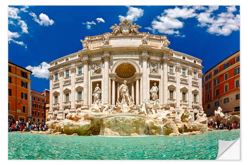 Selvklebende plakat Trevi Fountain or Fontana di Trevi in ??summer