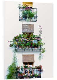 PVC print Facade with balconies full of flowers in Valencia