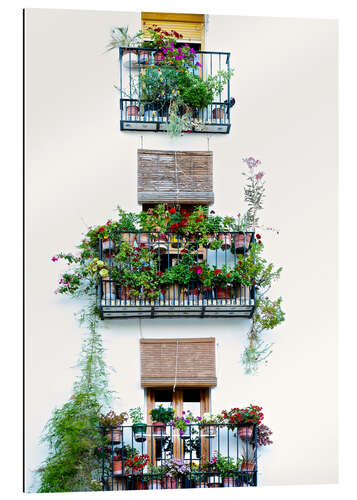 Galleriprint Facade with balconies full of flowers in Valencia