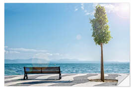 Självhäftande poster Shore of Lake Garda with Alps on the horizon