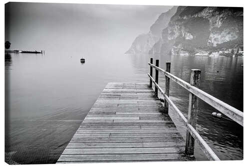 Canvastavla Wooden bridge on Lake Garda in Italy