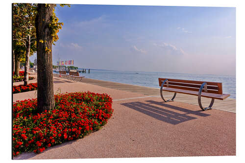 Stampa su alluminio Picturesque Bardolino, promenade on Lake Garda