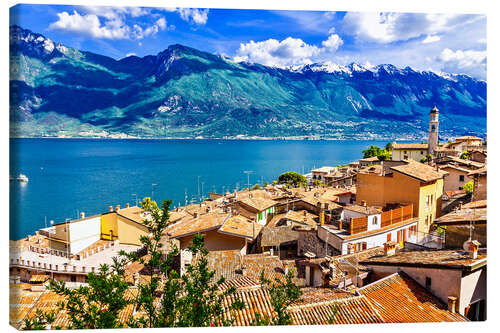 Quadro em tela Beautiful Limone village, panoramic view, Lago di Garda, Italy