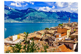 Foam board print Beautiful Limone village, panoramic view, Lago di Garda, Italy