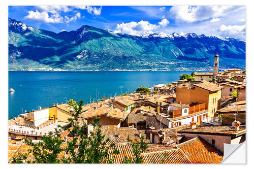 Vinilo para la pared Beautiful Limone village, panoramic view, Lago di Garda, Italy