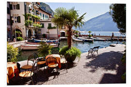 Hartschaumbild Kleines Café in Limone am Gardasee
