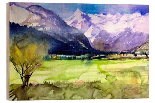Tableau en bois View to Kitzsteinhorn