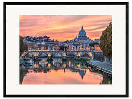 Stampa artistica con cornice Rome in the evening
