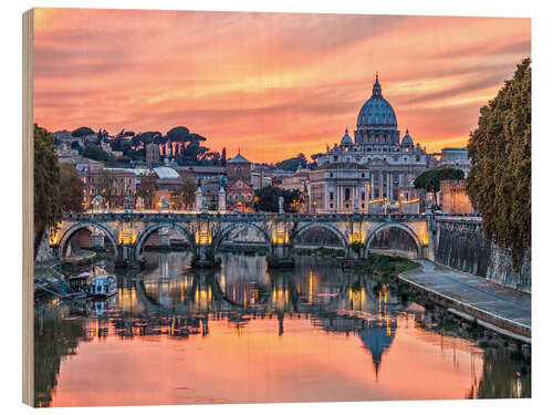 Wood print Rome in the evening