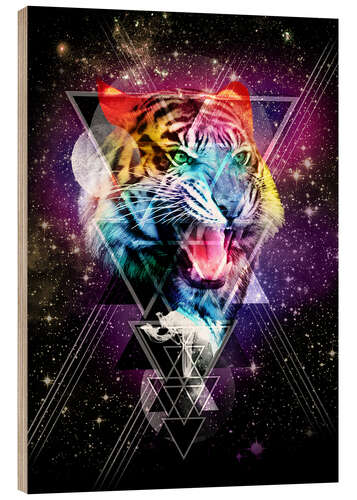 Wood print Cosmic Tiger