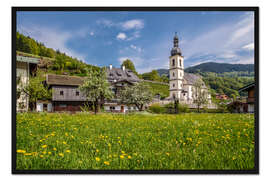 Gerahmter Kunstdruck Frühlingsfrische in Ramsau in Oberbayern