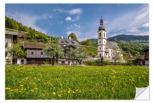 Muursticker Spring freshness in Ramsau in Upper Bavaria (Germany)