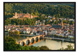 Gerahmter Kunstdruck Blick auf die Altstadt von Heidelberg vom Philosophenweg