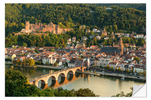 Sticker mural Vue sur la vieille ville de Heidelberg