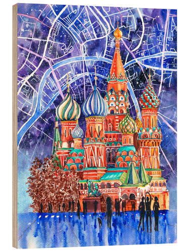 Hout print Red Square, Moscow, Russia