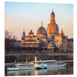 Quadro em PVC Dampfschiff Leipzig vor Frauenkirche