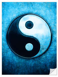 Selvklebende plakat Yin Yang Scratchy Blue