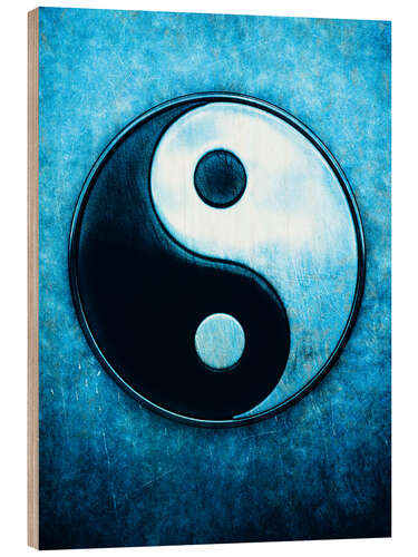 Quadro de madeira Yin Yang Scratchy Blue