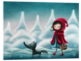 Acrylglas print Little Red Riding Hood in Winter Wonderland