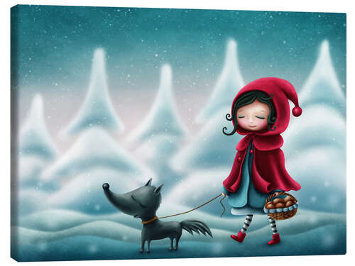 Canvas print Little Red Riding Hood in Winter Wonderland