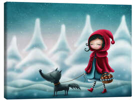 Canvas print Little Red Riding Hood in Winter Wonderland