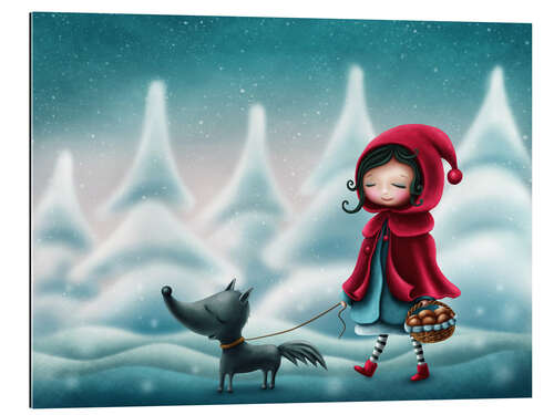 Cuadro de plexi-alu Little Red Riding Hood in Winter Wonderland