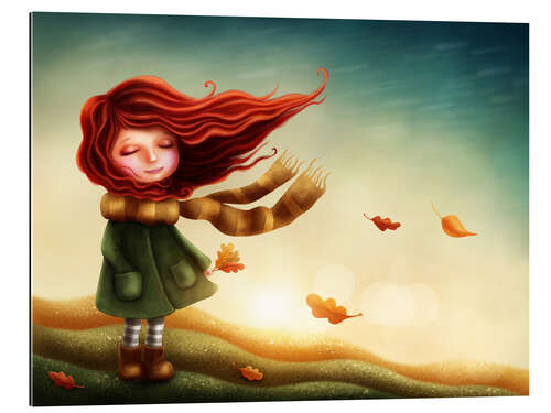 Galleritryck Girl in the autumn wind