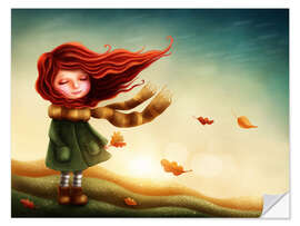 Wall sticker Girl in the autumn wind