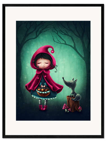 Kunsttryk i ramme Little Red Riding Hood in the woods