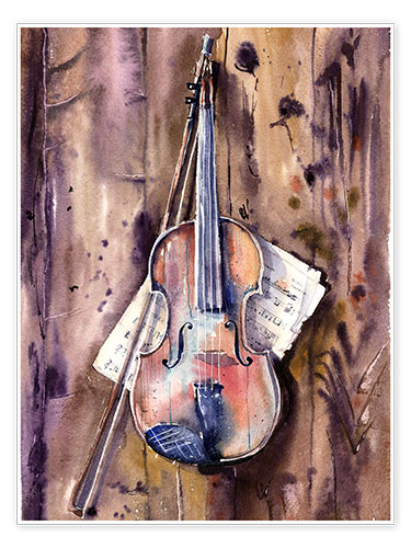 Poster Violin and Notes