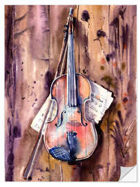 Sticker mural Violon et partitions