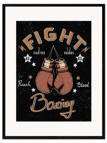 Ingelijste kunstdruk boxing match