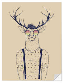 Sticker mural Cerf hipster