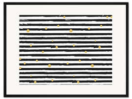 Gerahmter Kunstdruck Gold tanzt mit Schwarz und Weiß