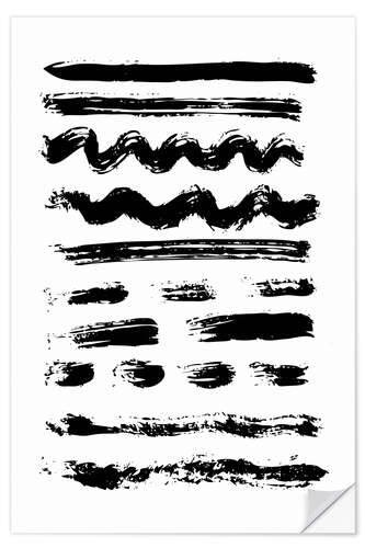 Naklejka na ścianę Brush strokes black and white