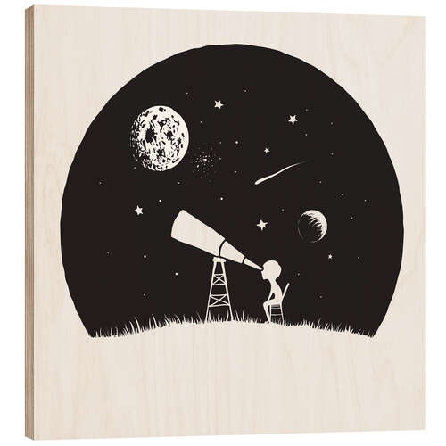 Wood print Looking into the stars