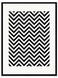 Impresión de arte enmarcada Herringbone pattern black and white