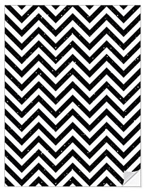 Självhäftande poster Herringbone pattern black and white