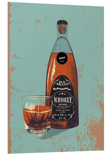 Foam board print Whiskey bottle and glass