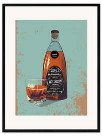 Framed art print Whiskey bottle and glass