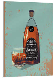 Quadro em plexi-alumínio Whiskey bottle and glass