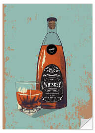 Självhäftande poster Whiskey bottle and glass