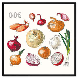 Gerahmter Kunstdruck Zwiebel Collage
