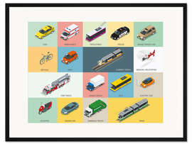 Gerahmter Kunstdruck Bunte Fahrzeuge