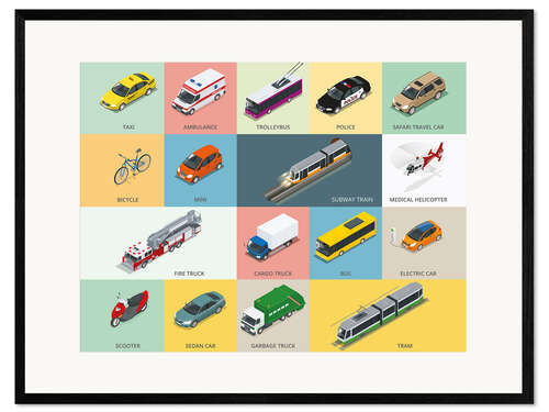 Framed art print Colorful vehicles