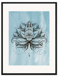 Gerahmter Kunstdruck Lotus Zen Aquarell